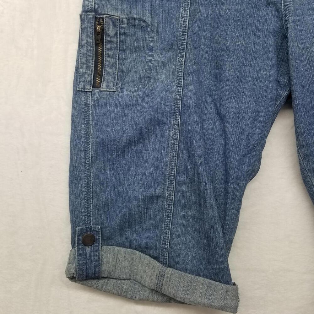 Lee Denim Capri Jhorts Womens 12 Med Blue Jean Roll-tab Hem Y2K - Picture 4 of 11